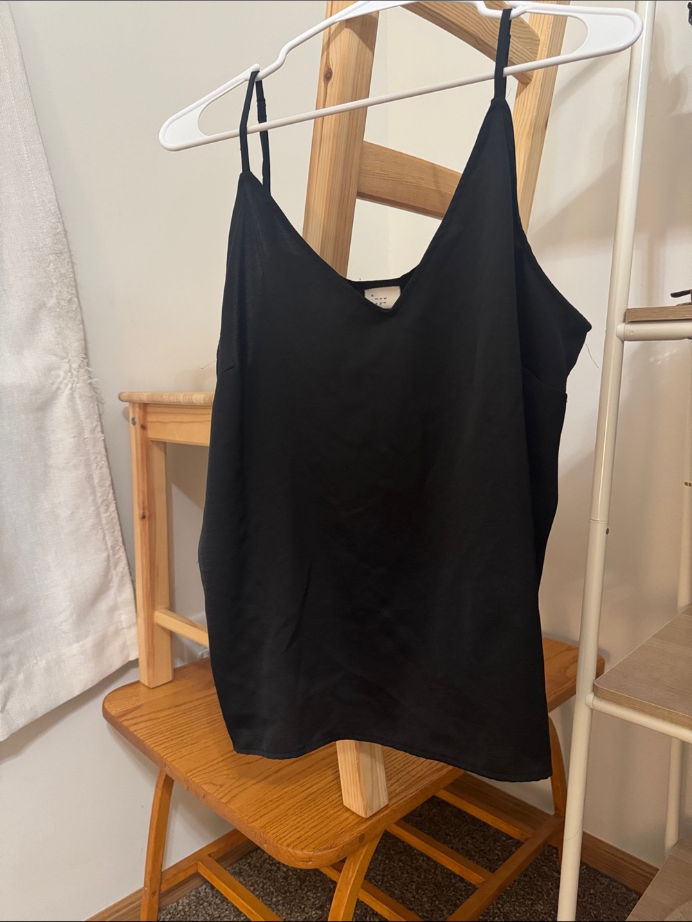 a new day Black Satin V-Neck Cami with Adjustable Straps